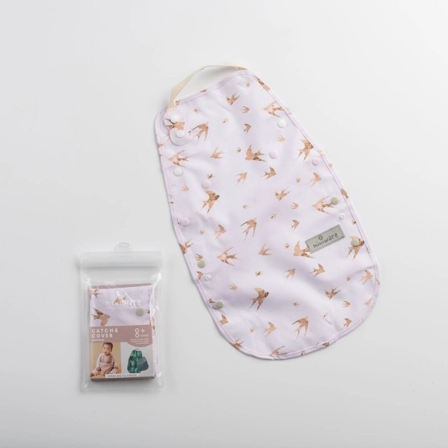 Baveta bebelusi 2 in 1 Miniware Catch &amp; Cover, Golden Swallow