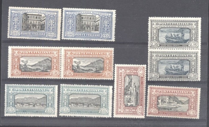 Italy 1923 2 x Manzoni 5v Mi.188-192 MNG M.121