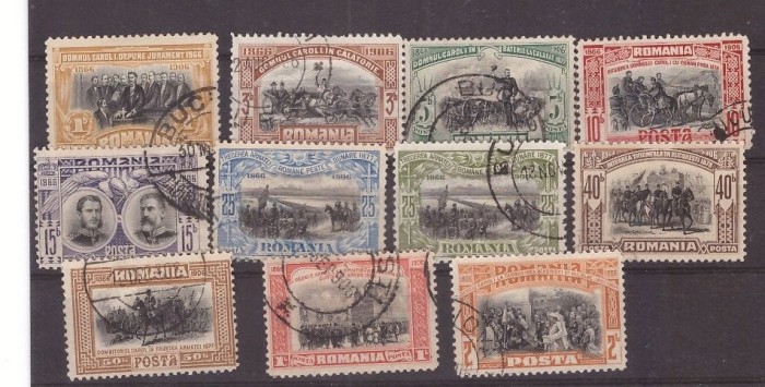 1906 - Carol I 40 de ani de domnie, serie stampilata cu 25bani eroarea de culoare