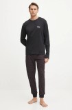 BOSS set de pijama de bumbac culoarea negru, cu imprimeu, 50527344