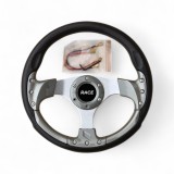 Volan sport gri inchis rotund dimetru 33cm