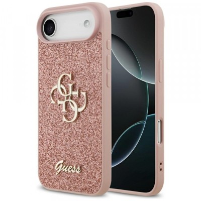 Husa pentru Apple iPhone 17 Air, Guess, Fixed Glitter Big 4G, Roz foto