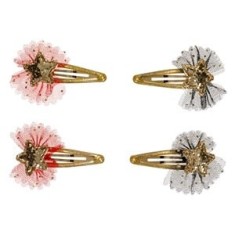 Set 4 Clame Păr Crăciun cu Stea Aurie Multicolor, 5.5cm, CMCLASS