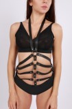 Harness Leather Lady, Piele Ecologica, Negru, S-L, STD