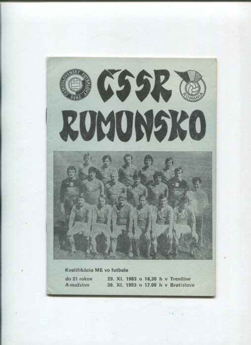 Program oficial Cehoslovacia - Rom&acirc;nia 1983