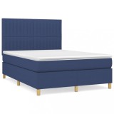 Cumpara ieftin Pat box spring cu saltea, albastru, 140x200 cm, textil