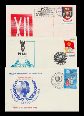 1979-1985 Romania - Set 3 plicuri de Propaganda comunista stampile Iasi si Bacau foto