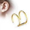 Piercing fals pentru ureche &ndash; inel dublu auriu