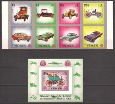 YEMEN 1970 TRANSPORT AUTOMOBILE ( serie + colita ndt.) MNH foto