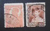 Pereche 2 Timbre Rom&acirc;nia Regat Regele Ferdinand I și Marele Voievod Mihai copil 1920-1928 Ștampilate - A007