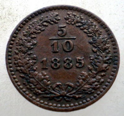 F.137 AUSTRIA 5/10 KREUZER 1885 VARIANTA 1 foto