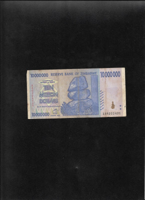 Rar! Zimbabwe 10000000 10 000 000 dollari dollars 2008 seria0322421 foto