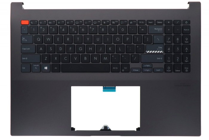 Carcasa superioara cu tastatura palmrest Laptop, Asus, VivoBook Pro 16X N7600, N7600P, N7600PC, X7600PC-9G, 90NB0UI2-R30UI0, iluminata, layout US
