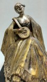 Domnita cu mandolina - statueta cupru patinat
