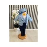 Cumpara ieftin Costum botez 5 piese bumbac, azuriu - DPH368