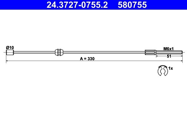 ATE 24.3727-0755.2 Cablu, frana de parcare