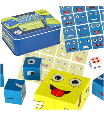 Joc interactiv de tip Puzzle cu expresii faciale in cutie metalica foto