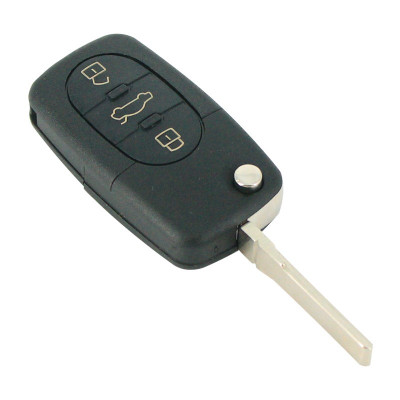 Carcasa cheie tip briceag Audi, model cu cu 3 butoane, pentru baterie tip CR2032, fara buton panica Kft Auto foto