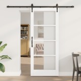 Ușă glisantă vidaXL cu set de accesorii alb 83x202 cm din lemn masiv de pin