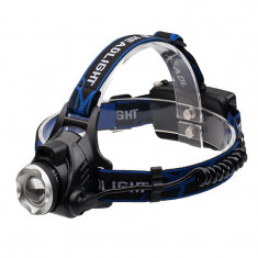 Lanterna de cap IdeallStore®, Hiking Master, zoom, intensitate interschimbabila, aluminiu, albastru