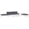 Set mobilier de gradina cu perne, 5 piese, alb, lemn masiv