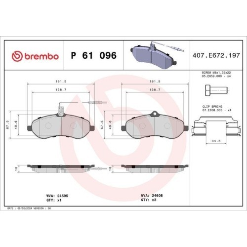 Placute frana Citroen Jumpy 2 (Vf7) 01.07-03.16-; Fiat Scudo Box (270 272) 01.07-03.16; Peugeot Expert 01.07-, Partner (5 G) 03.97-07.08; Toyota Proa