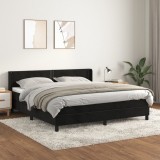 Gossi pat box spring cu saltea, negru, 180x200 cm, catifea