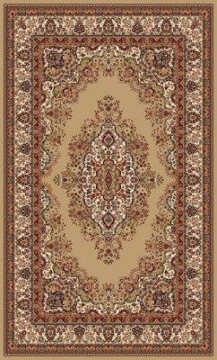 Covor Model Lotos 1524-110, Marime 50 x 80 cm, Bej, Maro, Inaltime Fir 8 mm, Antialergic, Polipropilena, Living, Dormitor, Sufragerie, Birou foto