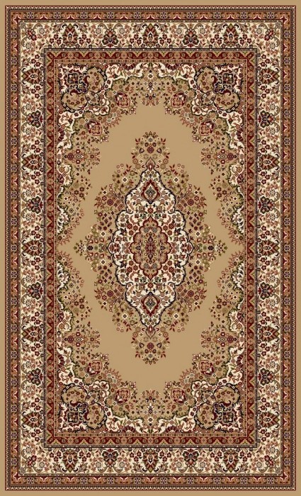 Covor Model Lotos 1524-110, Marime 50 x 80 cm, Bej, Maro, Inaltime Fir 8 mm, Antialergic, Polipropilena, Living, Dormitor, Sufragerie, Birou