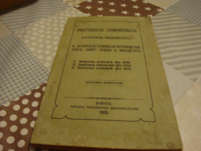 Protocolul Congresului National Bisericesc .... - 1923 foto