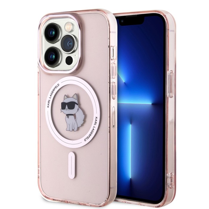 Husa iPhone 15 Pro Max Karl Lagerfeld IML MagSafe, Choupette, roz, KLHMP15XHFCCNOP