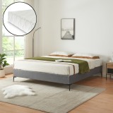 Pat tapitat cu saltea Lilla 160x200cm textil gri inchis [en.casa] HausGarden Leisure, [en.casa]