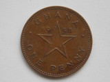 Moneda Ghana One Penny 1958, Africa, Colectie Numismatica