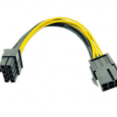 Cablu Active, adaptor alimentare placa video pci-e 6 pini mama la 8 pini tata, extensie pentru sursa, calitate deosebita, 20cm, pcie 6pini 8pini