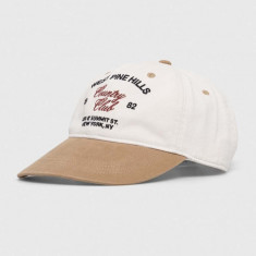 Abercrombie & Fitch șapcă de baseball din bumbac culoarea bej, cu imprimeu