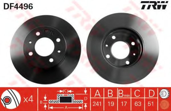 Disc frana HYUNDAI ACCENT II limuzina (LC) (1999 - 2006) TRW DF4496