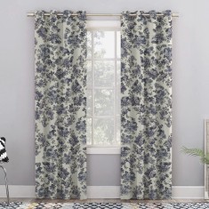 Draperie blackout model floral cu inele auriu antic, Madison, 150x245 cm, densitate 700 g/ml, Belarina Amethyst, 1 buc
