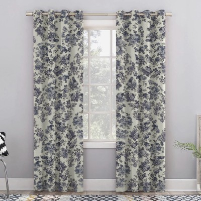 Draperie blackout model floral cu inele negre, Madison, 200x250 cm, densitate 700 g/ml, Belarina Amethyst, 1 buc foto