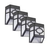 Cumpara ieftin Set 4 Lampi Solare Led pentru Gradina, Model Geometric, 11.8 x 8.6 x 5 cm, Buton On-Off, Lumina Multicolora, Negru/Alb