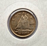 Canada 10 Cents 1940 moneda din argint km # 34 AG . 800 George VI