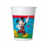 Set 8 pahare petrecere din plastic model Mickey Rock The House, 200 ml