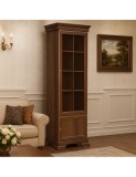 Vitrina living VMW1, 2 usi, 4 polite, Pal melaminat, cu insertii MDF, Nuc