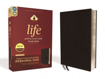 Niv, Life Application Study Bible, Third Edition, Personal Size, Bonded Leather, Black, Red Letter Edition foto