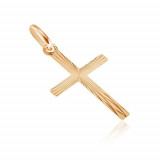 Pandantiv din aur - cruce latină cu linii lucioase