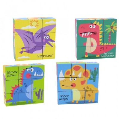 Puzzle educativ format din 9 cuburi 6in1 Dinozauri 88697 CWT foto