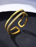 Inel Reglabil Placat Aur 18K, Cu Pietre Zirconiu Alb, Din Argint 925, Design