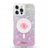 Cumpara ieftin Husa Cover Kingxbar Flower Series pentru iPhone 13 Pro Pink Compatibil MagSafe