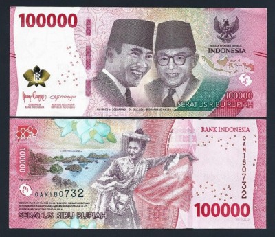 Bancnota Indonezia 100.000 Rupii 2022 - P168 UNC foto