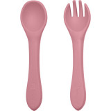 Petite&amp;Mars Take&amp;Match Silicone Cutlery tac&acirc;muri Dusty Rose 6 m+ 2 buc