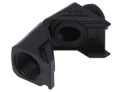 Conector unghiular PG9 IP68 poliamidă neagră foto